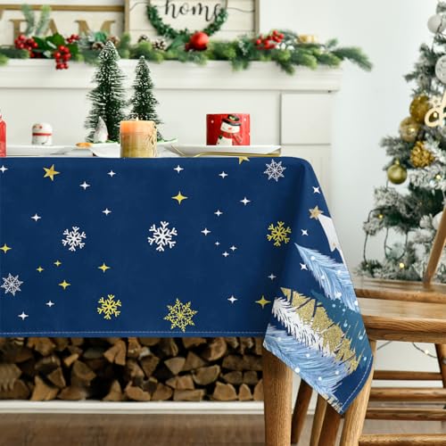 Horaldaily Christmas Tablecloth 60 x 104 Inch Blue Grey – Rectangular 60"x104"
