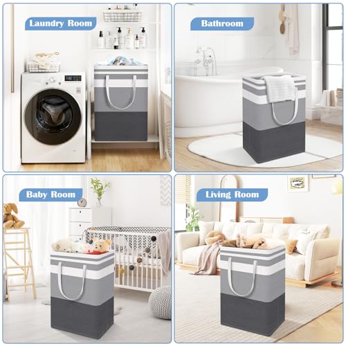 3-Pack Collapsible Laundry Hamper, 75L Waterproof Freestanding Basket