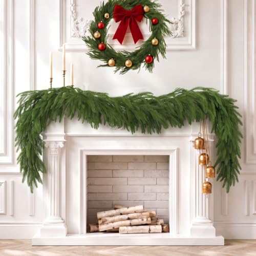 Lavonoph 6ft Artificial Norfolk Pine Garland Set - Real Touch Winter Greenery for Holiday Decor