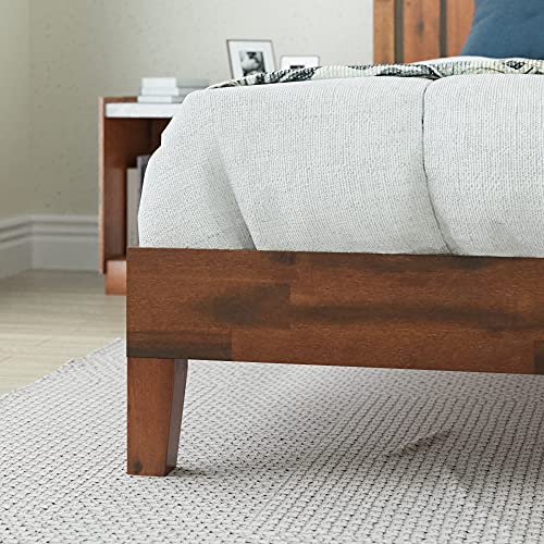 Deluxe Solid Wood Platform Bed Frame with Headboard - Queen Size