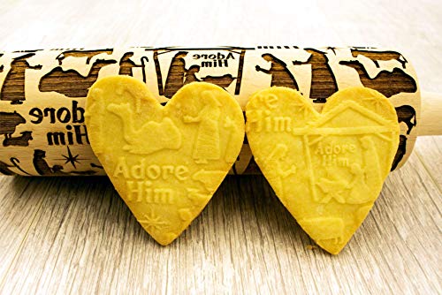 NATIVITY EMBOSSING ROLLING PIN for GINGERBREAD COOKIES CHRISTMAS