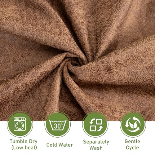 Criss Cross Chair Cover - Stretch Faux Leather Slipcover for Armless Accent Chairs - Camel
