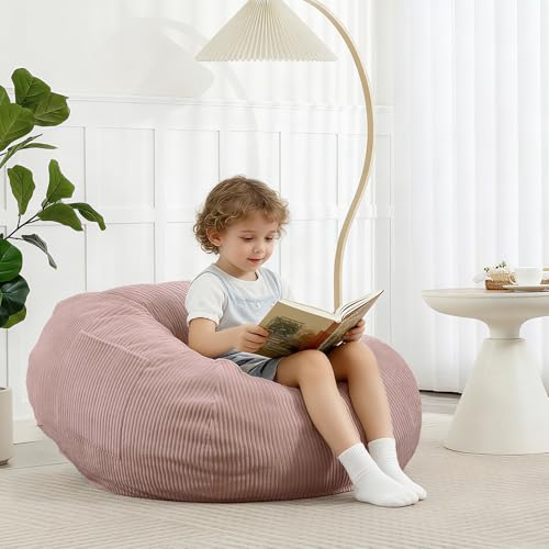 2.5ft Corduroy Bean Bag Chair with Memory Foam Filling - Pink