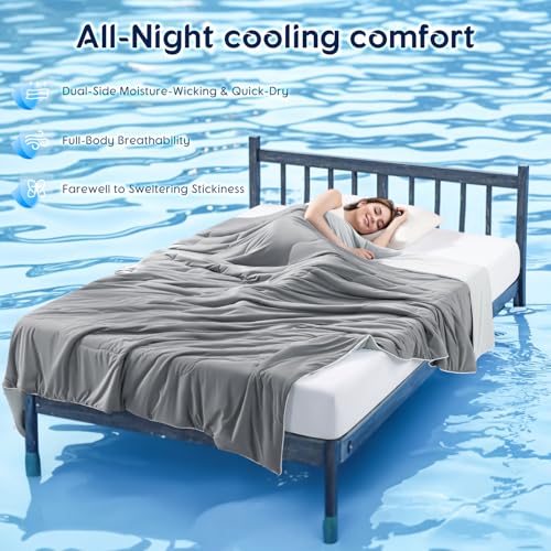 Cooling Blanket for Hot Sleepers - Breathable All-Season Comforter, Queen Size (90x90 inches)