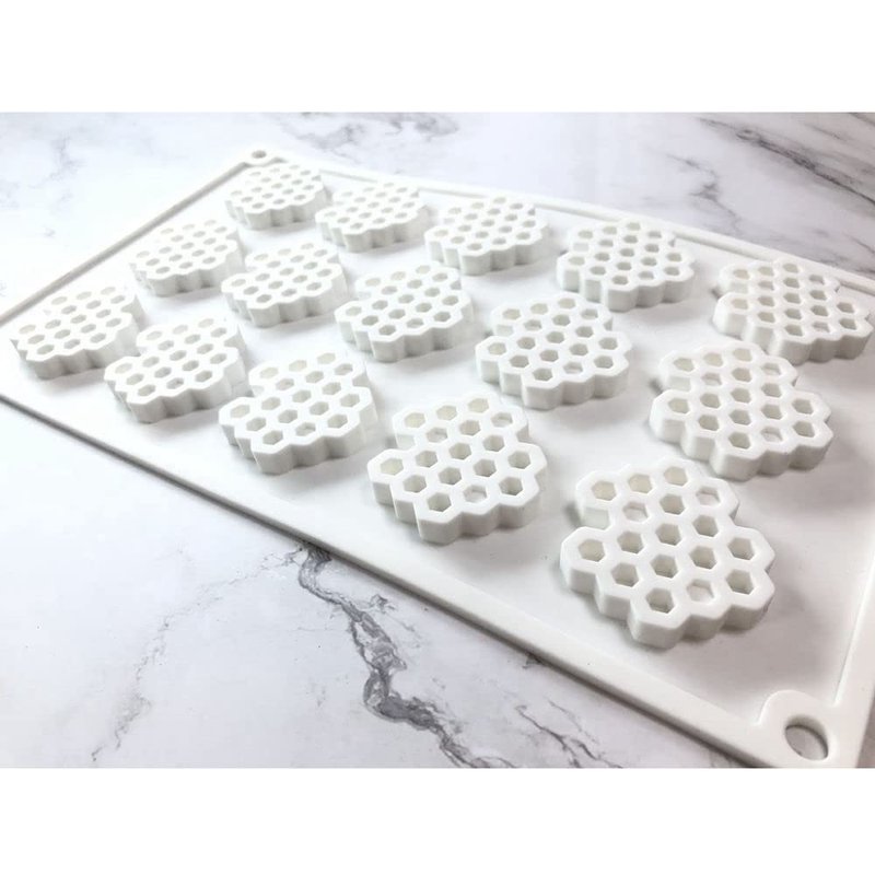 15 Cavity Silicone Honeycomb Molds for Chocolate Honeycomb Bee Silicone Fondant Mold Beehive Silicone Baking Molds Bee Candy Silicone Mold for Kitchen Cake Cupcake