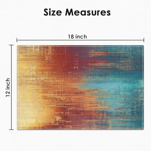 Abstract Vintage Art Linen Placemats - Set of 4, 12x18 Inch Table Mats