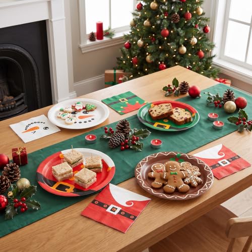 Funhax Christmas Plates and Napkins Party Supplies - 80 Pcs Holiday Tableware Sets