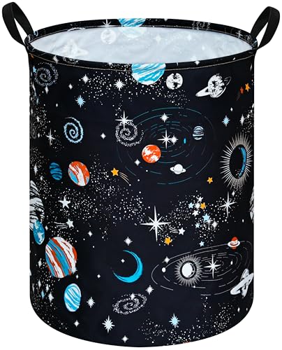 Kids Laundry Hamper and Toy Storage Basket with Handles, Cotton Fabric