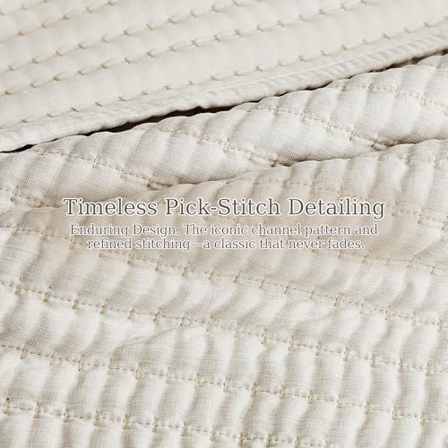 WDCOZY Beige Pick Stitch Twin Quilt Set - Lightweight All-Season Coverlet