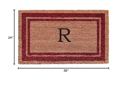 Calloway Mills 152992436R Burgundy Border 24" x 36" Monogram Doormat (Letter R)