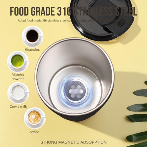 Hatisan Black Self Stirring Coffee Mug 400ml, Rechargeable Stainless Steel