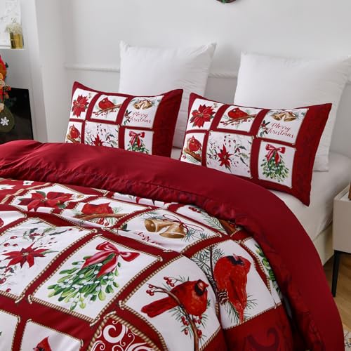 Luxudecor Christmas Red Pillowcases 20x28in (Pack of 2) – Envelope Closure, Microfiber