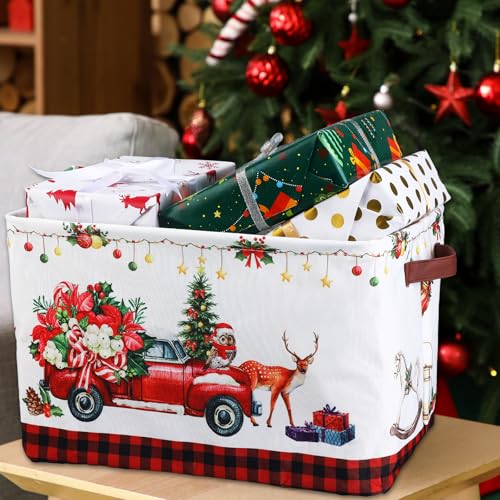 Geelin 4 Pcs Large Christmas Gift Baskets with Handles - Vintage Style