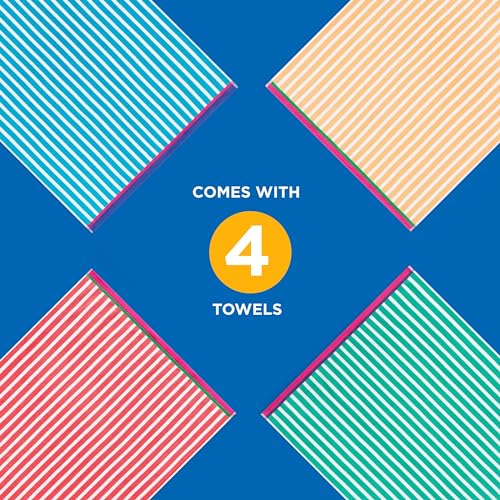 Oversized Striped Beach Towels - 30" x 60" Soft Cotton Pool Towel, 4 Pack