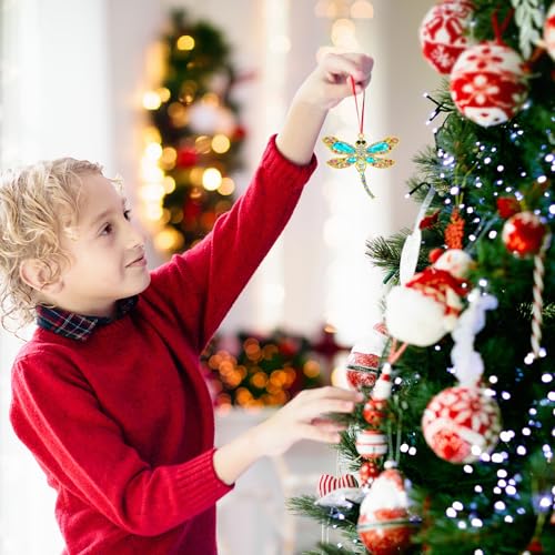 TuquLand Dragonfly Christmas Ornament 2026 - Rhinestone Metal Tree Decor - Variation: Dragonfly1