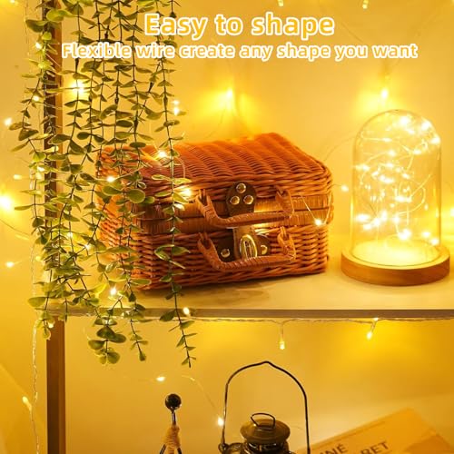 QITONG Warm White Battery Operated Fairy Lights 4 Pack 16ft 50 LEDs Outdoor Indoor Twinkle