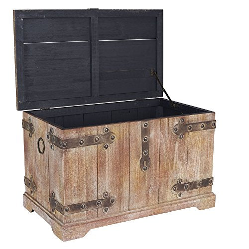 Victorian Style Decorative Wood Storage Trunk with Metal Accents