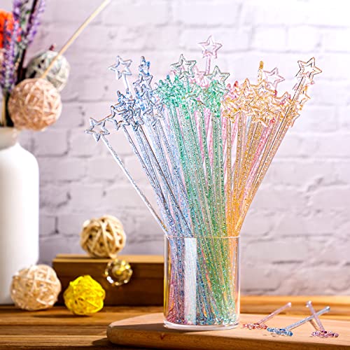 Mudder 100 Pcs Glittery Mixed Color Halloween Star Swizzle Sticks, 9.1 Inch Drinking Stirrer