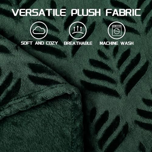 Exclusivo Mezcla Forest Green Leaves Pattern Blanket Queen (90x90)