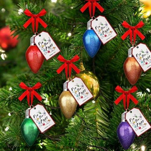Vercraft Christ Christmas Bulb Ornaments with Poem Card & Red Bow - Set of 6