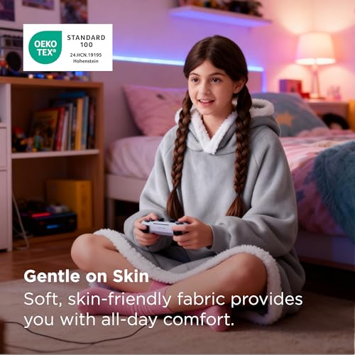 Bedsure Sherpa Fleece Wearable Blanket Hoodie - Cozy Oversized Sweatshirt