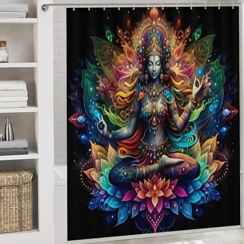 Bohemian 4-Piece Bathroom Set with Waterproof Shower Curtain & Bath Mats