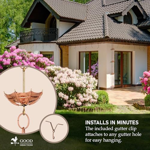 8.5-Foot Pure Copper Umbrella Rain Chain for Gutters