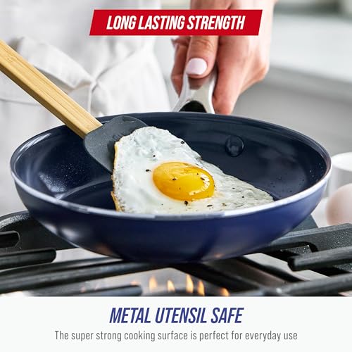 8-Inch Diamond-Infused Ceramic Nonstick Frying Pan Skillet, PFAS-Free, Blue