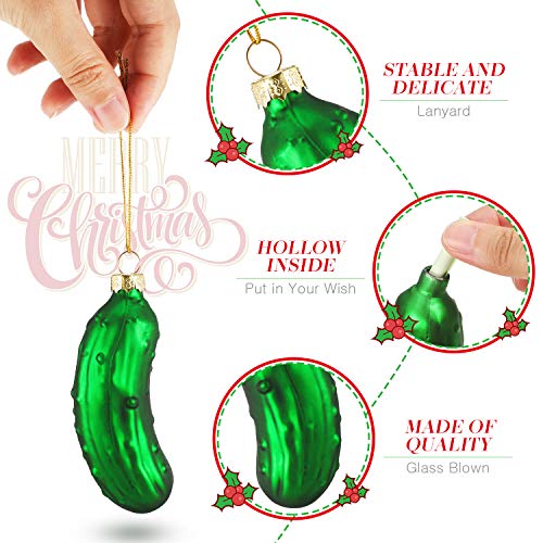 Willbond Green Glass Christmas Pickle Tree Ornament - 20 Pieces Holiday Decorations