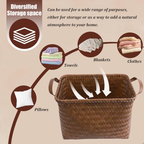 BROWNLILY Handwoven Wicker Storage Baskets for Shelves, Pack of 4