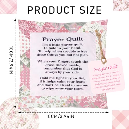6-Pack Pink Prayer Quilt Set with Cross & Scripture Pockets