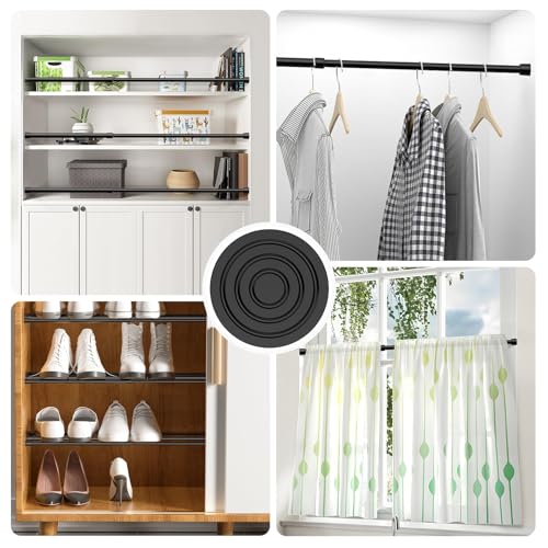 Black Spring Tension Curtain Rod (26-39 Inch) - No Drill Adjustable Rod
