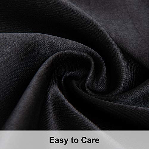 NTBAY Satin Pillowcases Set of 2 - Standard 20x26 Black Silky Microfiber