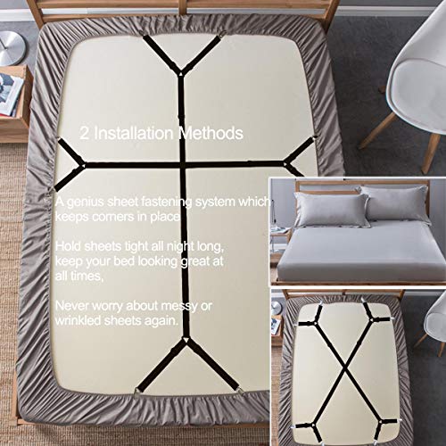 Adjustable Bed Sheet Holder Straps - Heavy Duty Sheet Clips & Fasteners (2 Pack)