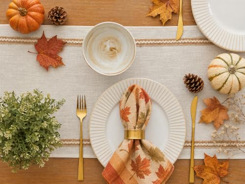 Wracra Jute Table Runner 60in Off-White 14x60 Inch Farmhouse Linen