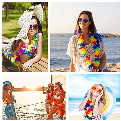 100-Pack Hawaiian Lei Necklaces, Tropical Silk Flower Party Favors