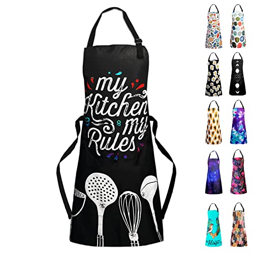 Adjustable Waterproof Kitchen Apron with 2 Pockets for Cooking