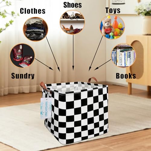 Square Racecar Toy Storage Basket - Collapsible Canvas Organizer Bin