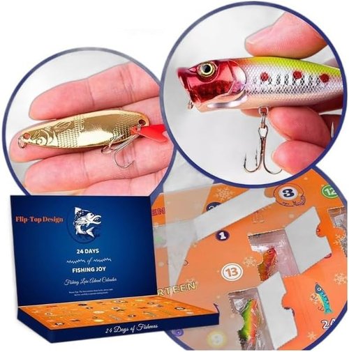 Advent Calendar Fishing Lures - 24 Days of Surprises for Men, Teens & Boys | Perfect Christmas Gift