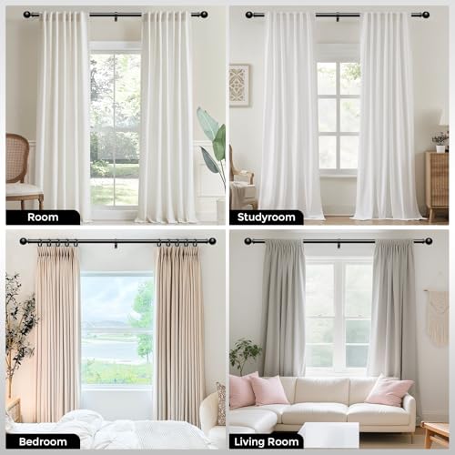 Black Heavy Duty Adjustable Curtain Rod, 1 Inch Metal Drapery Pole (36-91")