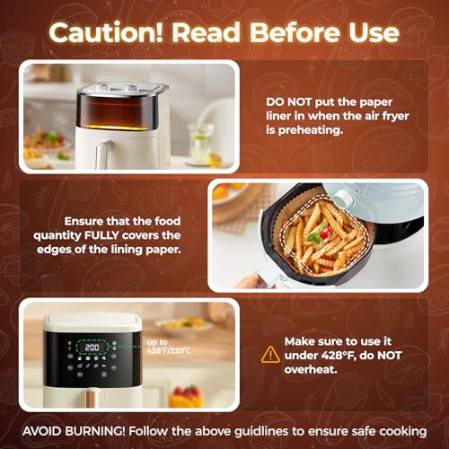 420-Pack 8-Inch Square Air Fryer Liners, Disposable Parchment Paper for 5-8 Qt