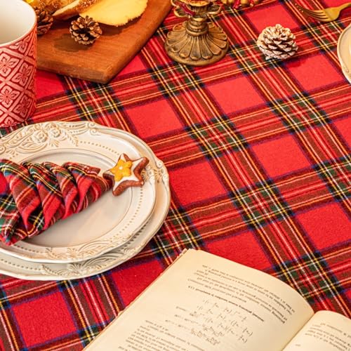AQOTHES Red Big Plaid Christmas Tablecloth 60x84 Rectangular - Premium Polyester
