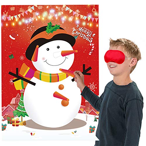 Snowman Nose Tag Game Set for Christmas Party - 80 Stickers & Accessories - Variation of Snowman
