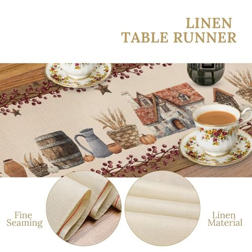 JanJCurt Farmhouse Cotton Table Runner 13x36 Inch Rustic Country Decor