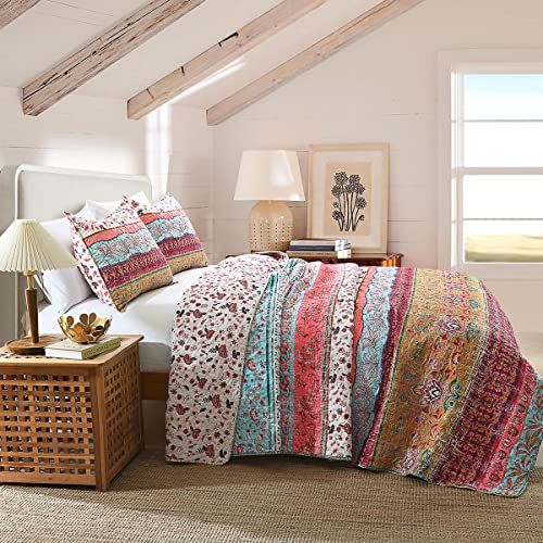 Boho Reversible Queen Quilt Set - 3-Piece Lightweight Bedspread