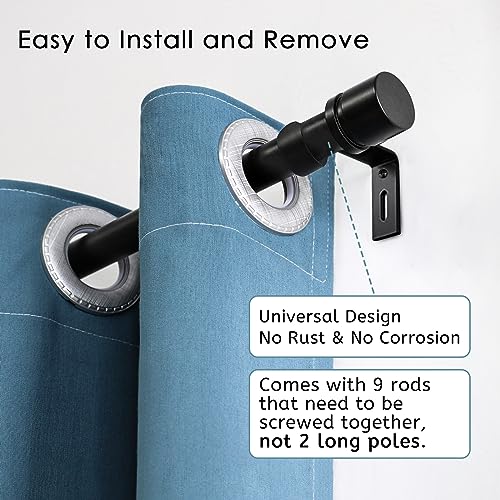 Byondeth Heavy Duty Adjustable Curtain Rod 16 to 144 Inches Black