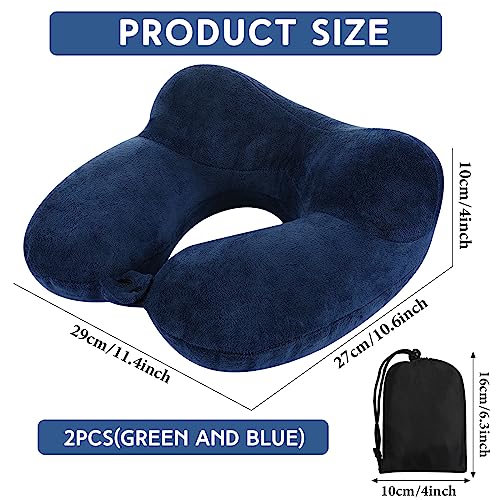 Inflatable Neck Pillow Set for Travel - 2 Pack with Sleep Masks