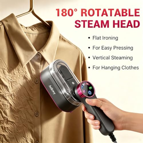 Portable Handheld Garment Steamer, 1200W Foldable Travel Iron with LCD Display