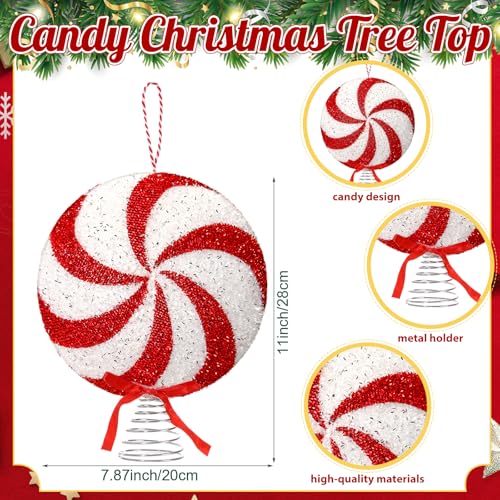 Vercraft 82 Pcs Christmas Candy Ornaments Set – Red & White Candy Cane, Includes 11in Topper