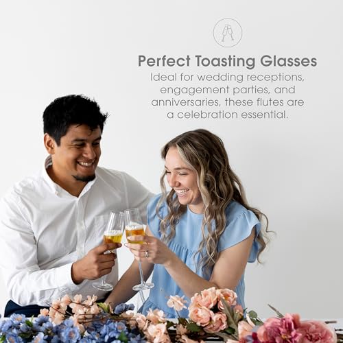 Mr. and Mrs. Champagne Flute Set - 6 oz Wedding Toasting Glasses